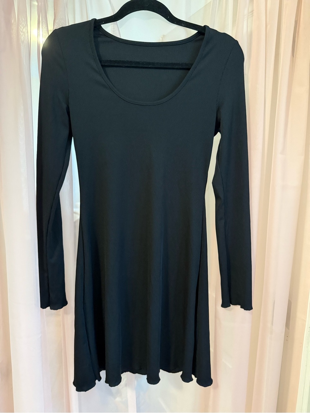 Black Long-Sleeve Swing Dress